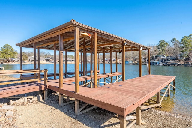 dock area featuring a water view