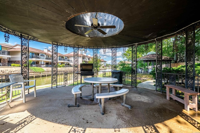 5371 Central Ave Unit B2, Hot Springs, AR 71913 - view of patio / terrace featuring a gazebo, ceiling fan, and a residential view