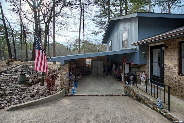 view of home's exterior with brick siding