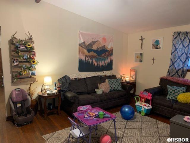 living room with wood finished floors