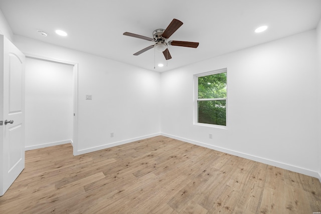 101 Southern Hills Dr, Hot Springs, AR 71913 - spare room with ceiling fan, light wood-style flooring, recessed lighting, and baseboards
