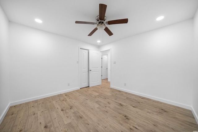 101 Southern Hills Dr, Hot Springs, AR 71913 - unfurnished room with recessed lighting, ceiling fan, light wood-type flooring, and baseboards