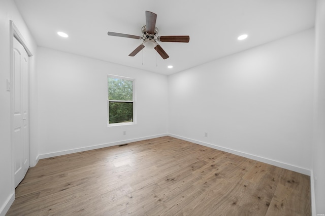 101 Southern Hills Dr, Hot Springs, AR 71913 - unfurnished bedroom with wood finished floors, recessed lighting, baseboards, and ceiling fan
