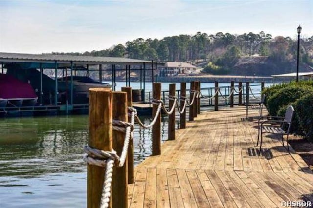 dock area featuring a water view