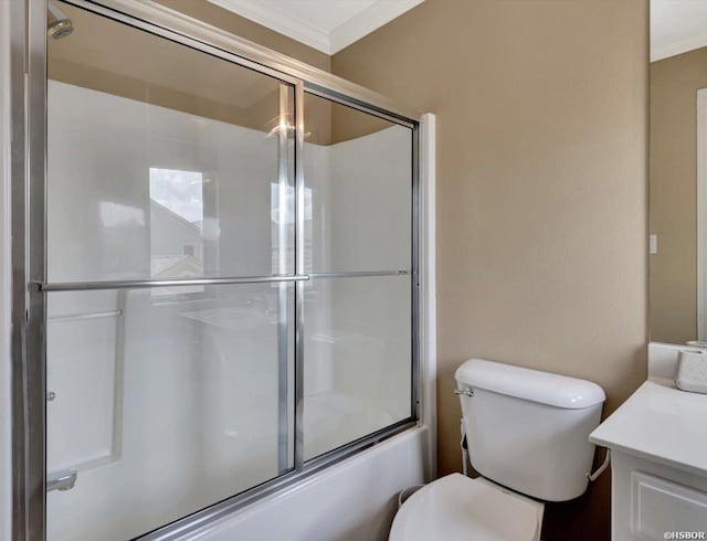 182 Villa Pointe Pt Unit B, Hot Springs, AR 71913 - full bathroom with ornamental molding, vanity, and bath / shower combo with glass door