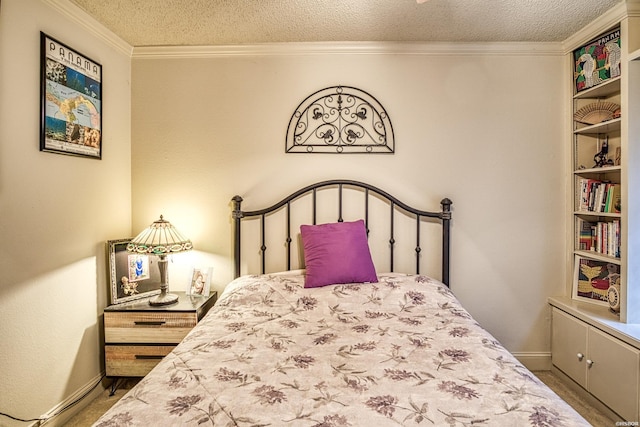 208 Daffodil St Unit D-1, Hot Springs, AR 71913 - bedroom with ornamental molding, carpet flooring, a textured ceiling, and baseboards