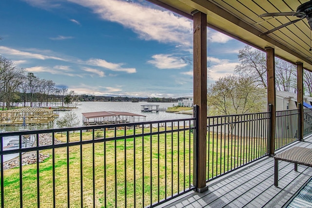208 Daffodil St Unit D-1, Hot Springs, AR 71913 - balcony featuring ceiling fan and a water view
