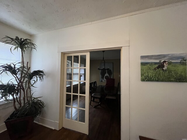 interior space with dark wood-style flooring and baseboards