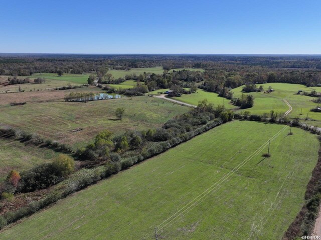 drone / aerial view with a water view and a rural view