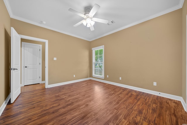 121 Gardens Gate Dr, Hot Springs, AR 71913 - spare room with ornamental molding, baseboards, and dark wood-type flooring