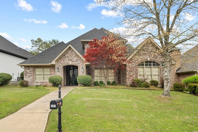 121 Gardens Gate Dr, Hot Springs, AR 71913 - view of front of house featuring brick siding, roof with shingles, and a front yard