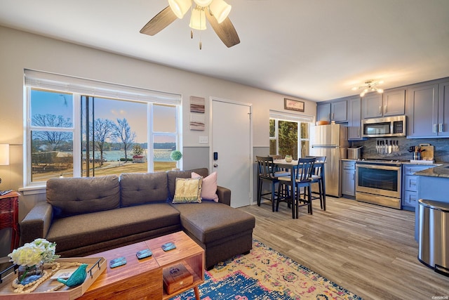 210 Aberina St Unit C-5, Hot Springs, AR 71913 - living room featuring ceiling fan and light wood-style floors