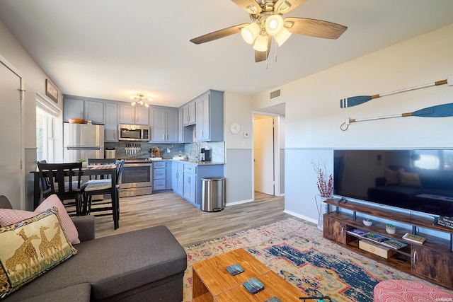 210 Aberina St Unit C-5, Hot Springs, AR 71913 - living room featuring light wood-style flooring and ceiling fan