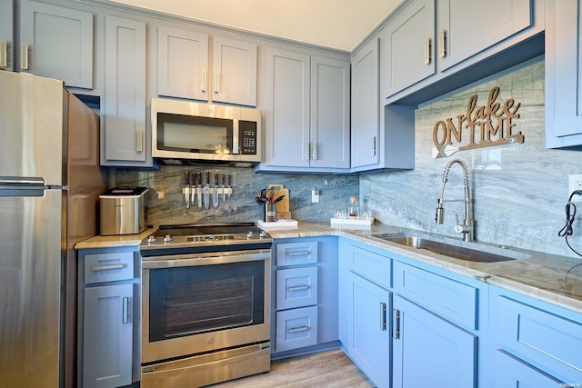 210 Aberina St Unit C-5, Hot Springs, AR 71913 - kitchen featuring stainless steel appliances, decorative backsplash, light stone counters, and gray cabinetry