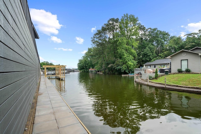 view of water feature featuring a dock