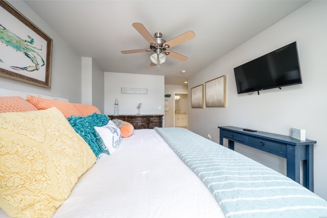 bedroom featuring ceiling fan