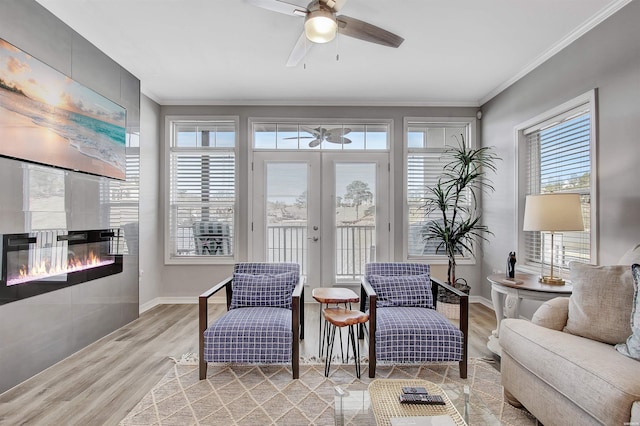 532 Grand Point Dr Unit C1, Hot Springs, AR 71901 - interior space with french doors, ceiling fan, and ornamental molding