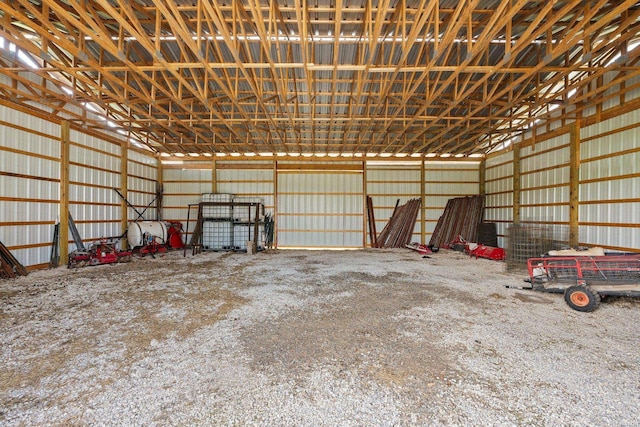 garage with metal wall