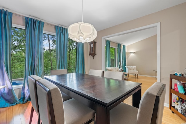 dining area with light wood-type flooring