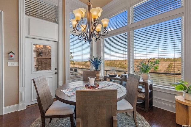 116 Lake Forest Shores Dr, Hot Springs, AR 71913 - dining room with a notable chandelier, baseboards, and wood finished floors