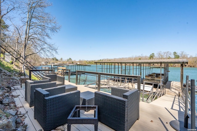 116 Lake Forest Shores Dr, Hot Springs, AR 71913 - view of patio / terrace featuring a water view and a boat dock