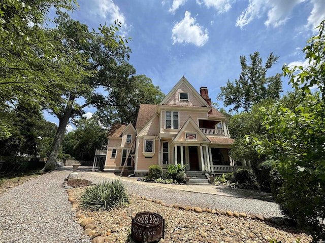 view of front of house with a chimney