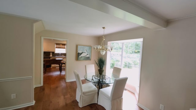 338 Sunset Bay Rd, Hot Springs, AR 71913 - dining room with plenty of natural light, ornamental molding, a chandelier, and wood finished floors