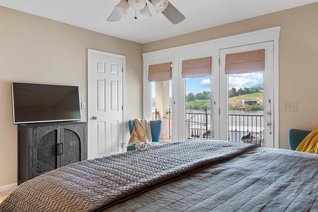 125 Eagle View Pt, Hot Springs, AR 71913 - bedroom with access to outside and a ceiling fan