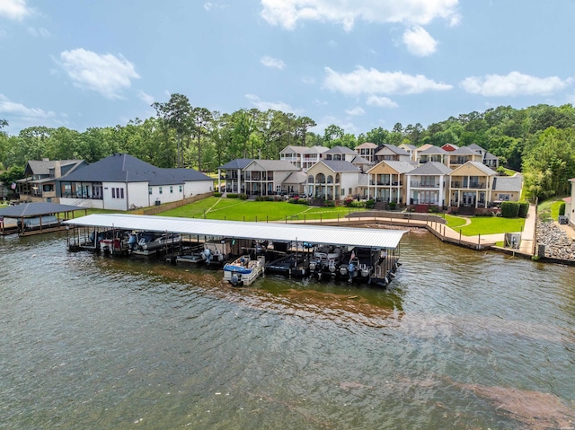 125 Eagle View Pt, Hot Springs, AR 71913 - dock featuring a water view, boat lift, and a yard