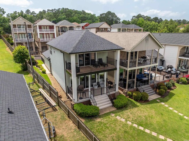 125 Eagle View Pt, Hot Springs, AR 71913 - back of property with roof with shingles, a balcony, and a residential view