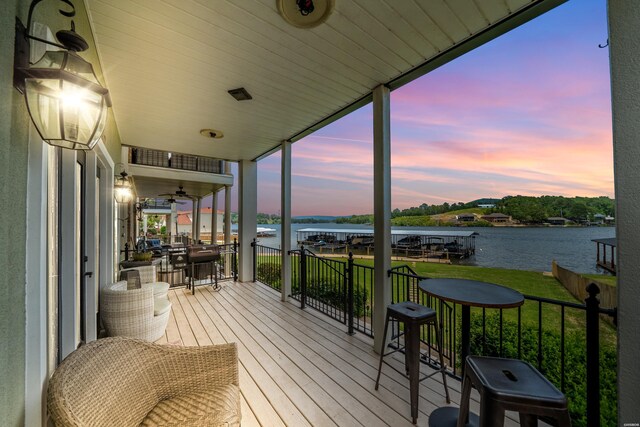 125 Eagle View Pt, Hot Springs, AR 71913 - deck with a water view and a lawn