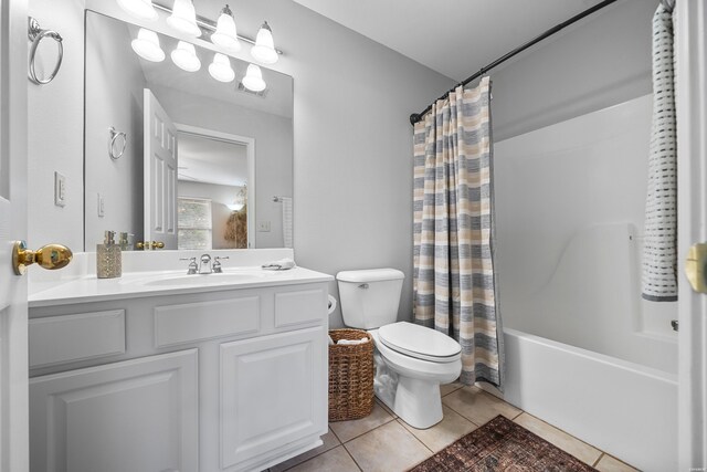 125 Eagle View Pt, Hot Springs, AR 71913 - bathroom featuring toilet, tile patterned flooring, vanity, and shower / bath combo with shower curtain