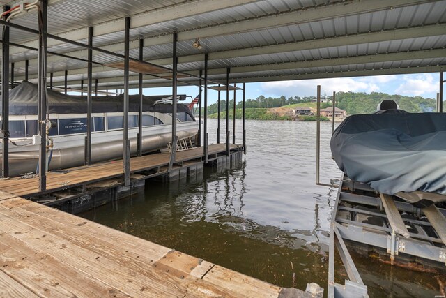 125 Eagle View Pt, Hot Springs, AR 71913 - dock featuring boat lift and a water view