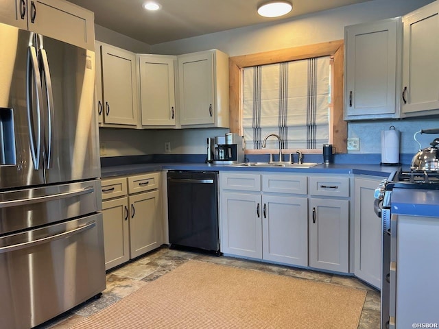 280 Overview Cir, Hot Springs, AR 71913 - kitchen with appliances with stainless steel finishes, dark countertops, light stone finish flooring, and recessed lighting