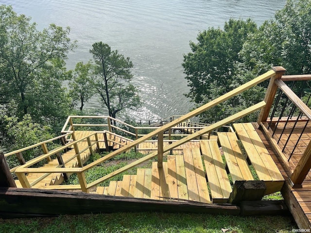 280 Overview Cir, Hot Springs, AR 71913 - deck with stairs and a water view