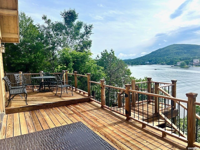 280 Overview Cir, Hot Springs, AR 71913 - deck with a water and mountain view and outdoor dining area