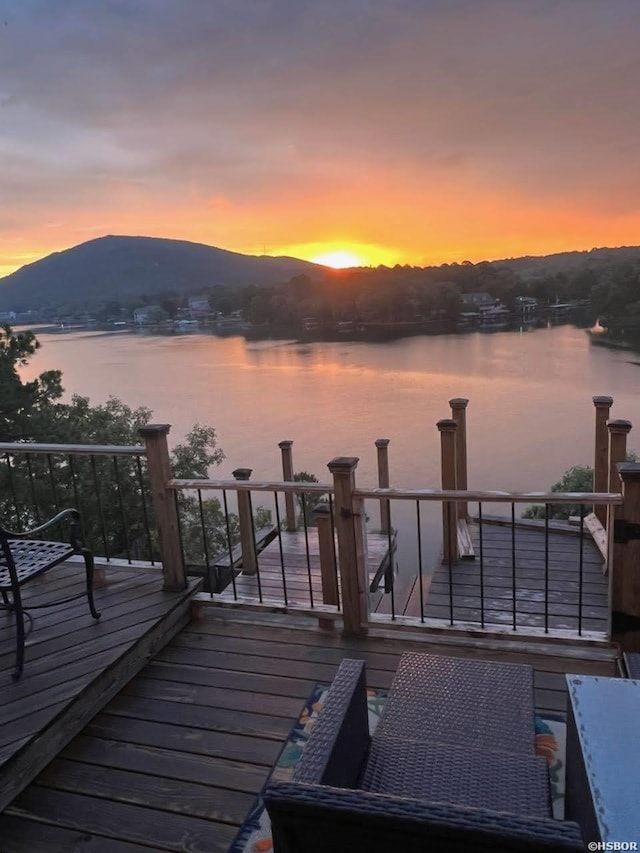 280 Overview Cir, Hot Springs, AR 71913 - wooden terrace with a water and mountain view