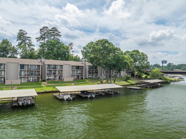 dock area featuring a water view