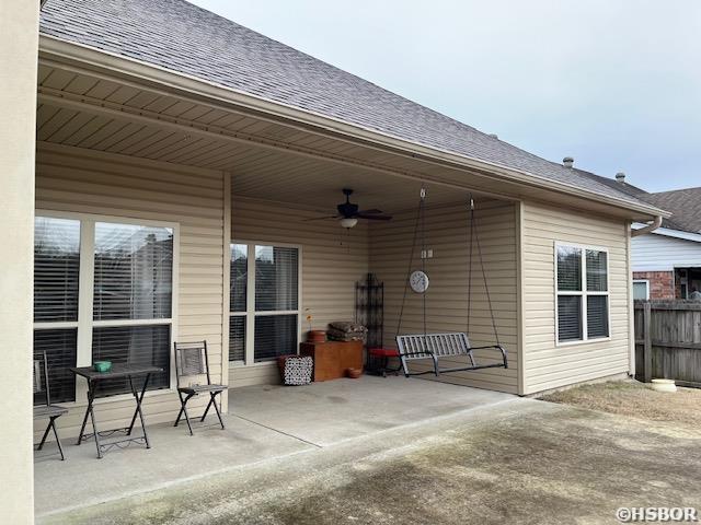 107 Legacy Ln, Hot Springs, AR 71901 - view of patio featuring ceiling fan and fence
