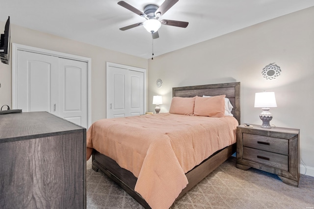200 Hamilton Oaks Dr Unit N-1, Hot Springs, AR 71913 - bedroom featuring carpet, multiple closets, and ceiling fan