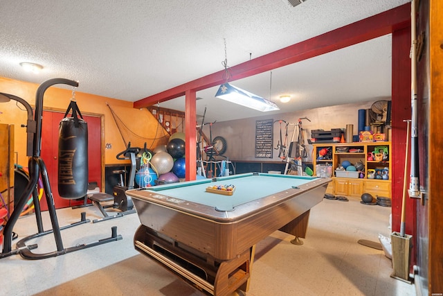 601 Rock Creek Rd, Hot Springs, AR 71913 - playroom with a textured ceiling and billiards table