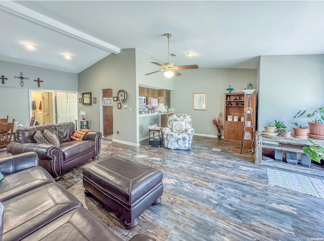 10 Steeplechase Ct, Hot Springs, AR 71901 - living room featuring baseboards, a ceiling fan, and wood finished floors