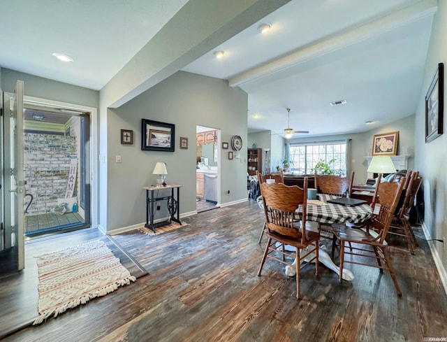 10 Steeplechase Ct, Hot Springs, AR 71901 - dining area with wood finished floors, baseboards, and ceiling fan