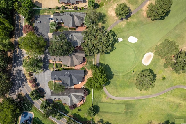 birds eye view of property featuring a residential view and view of golf course