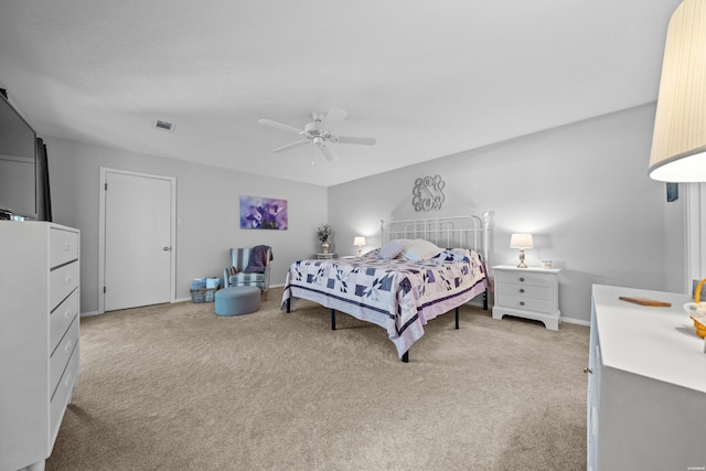 1135 Twin Points Rd Unit D, Hot Springs, AR 71913 - bedroom featuring ceiling fan, baseboards, visible vents, and light colored carpet