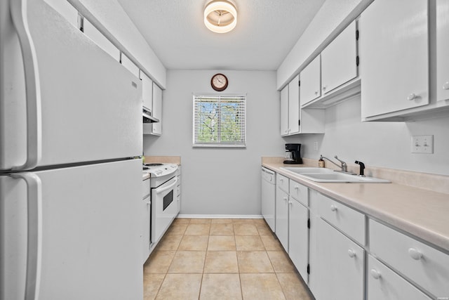 1135 Twin Points Rd Unit D, Hot Springs, AR 71913 - kitchen featuring a sink, extractor fan, white appliances, light countertops, and white cabinets