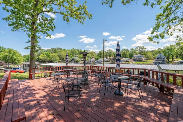 1135 Twin Points Rd Unit D, Hot Springs, AR 71913 - wooden deck with outdoor dining space