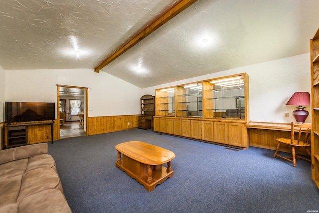 430 Westwood Loop, Bismarck, AR 71929 - living room featuring a wainscoted wall, carpet floors, wood walls, and a textured ceiling