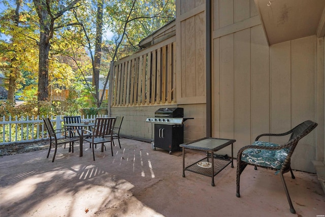 view of patio featuring outdoor dining space and area for grilling