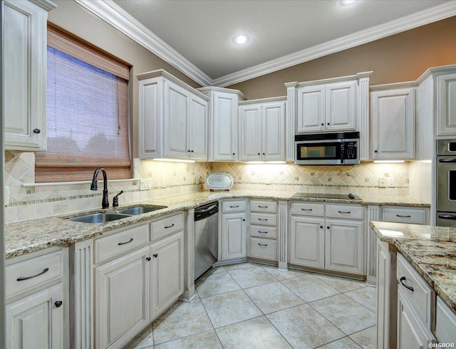 1380 Airport Rd Unit A4, Hot Springs, AR 71913 - kitchen featuring crown molding, a sink, appliances with stainless steel finishes, and white cabinets